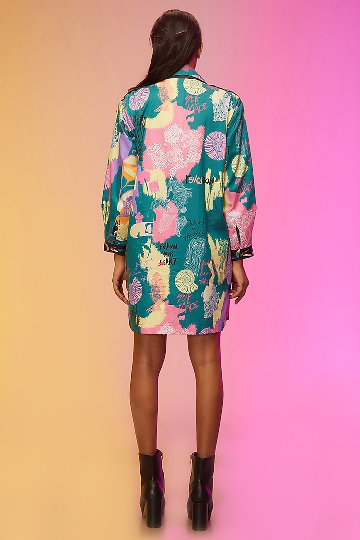 Green Cotton Embellished Summer Shirt Dress by Label SO US at Pernia's Pop Up Shop