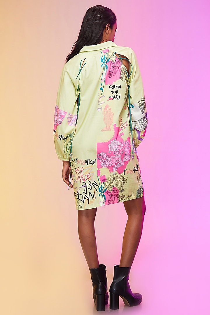 Yellow Cotton Printed Knee Length Summer Dress by Label SO US at Pernia's Pop Up Shop