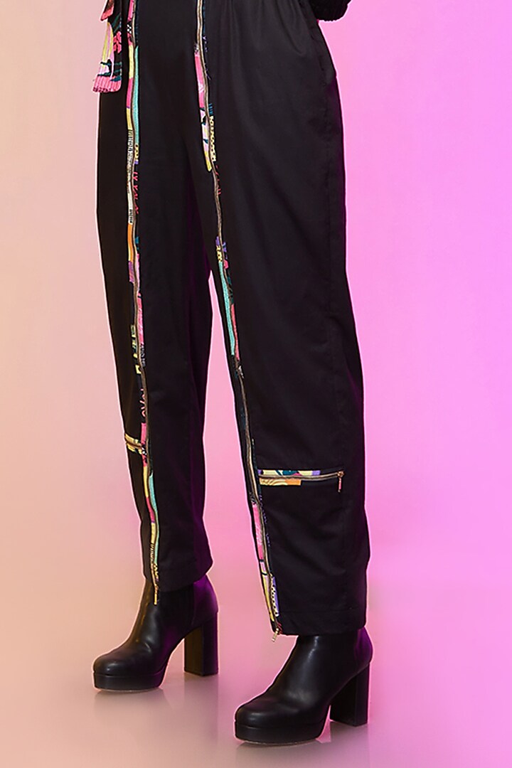 Black Cotton Embellished Jumpsuit by Label SO US at Pernia's Pop Up Shop
