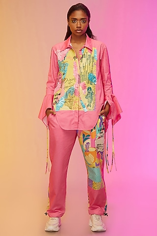 Pink Cotton Printed Co-Ord Set by Label SO US