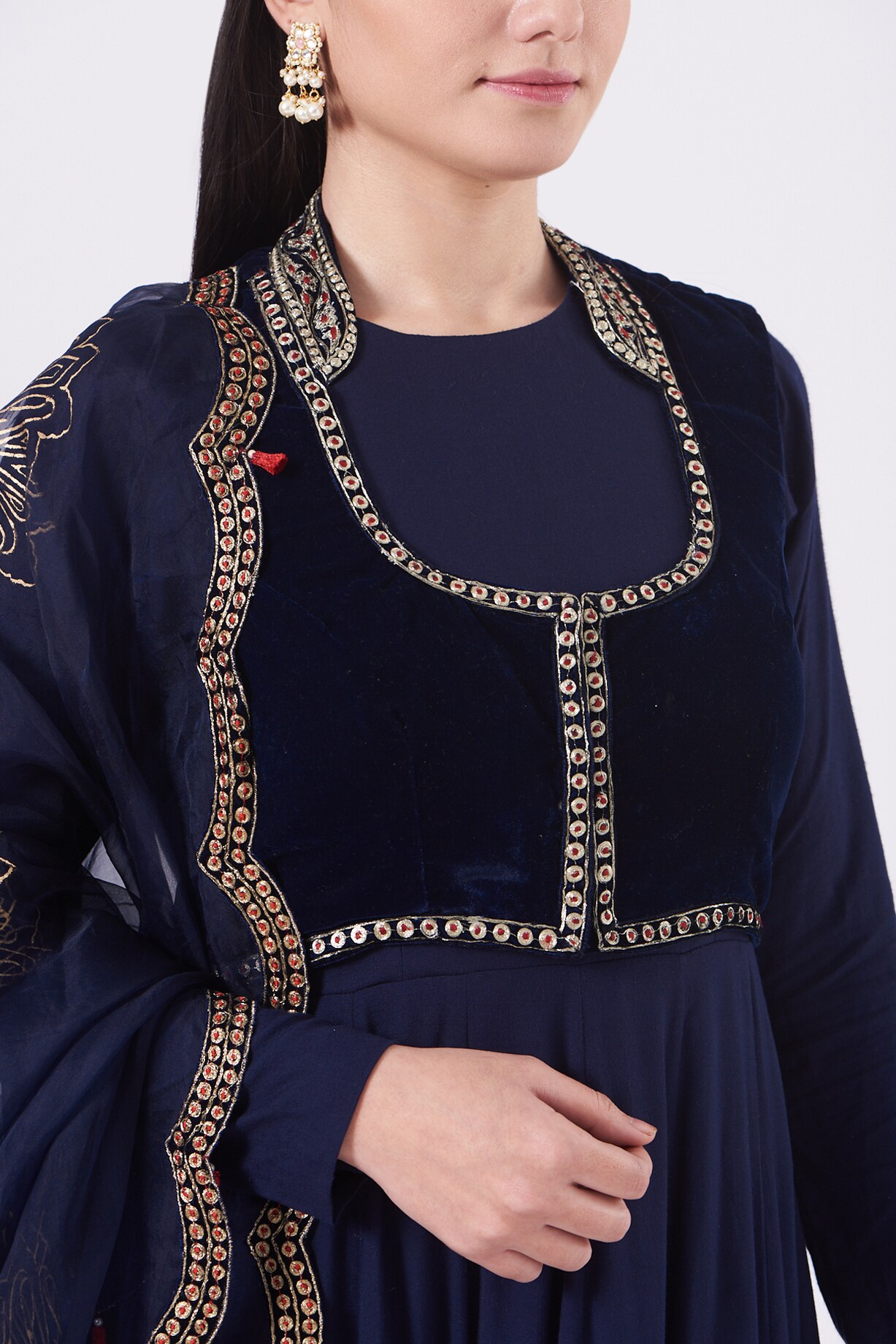 sachin and babi light blue dress Navy Blue Velvet Embroidered Anarkali Set by Soniya G at Pernia's Pop Up  Shop 2026