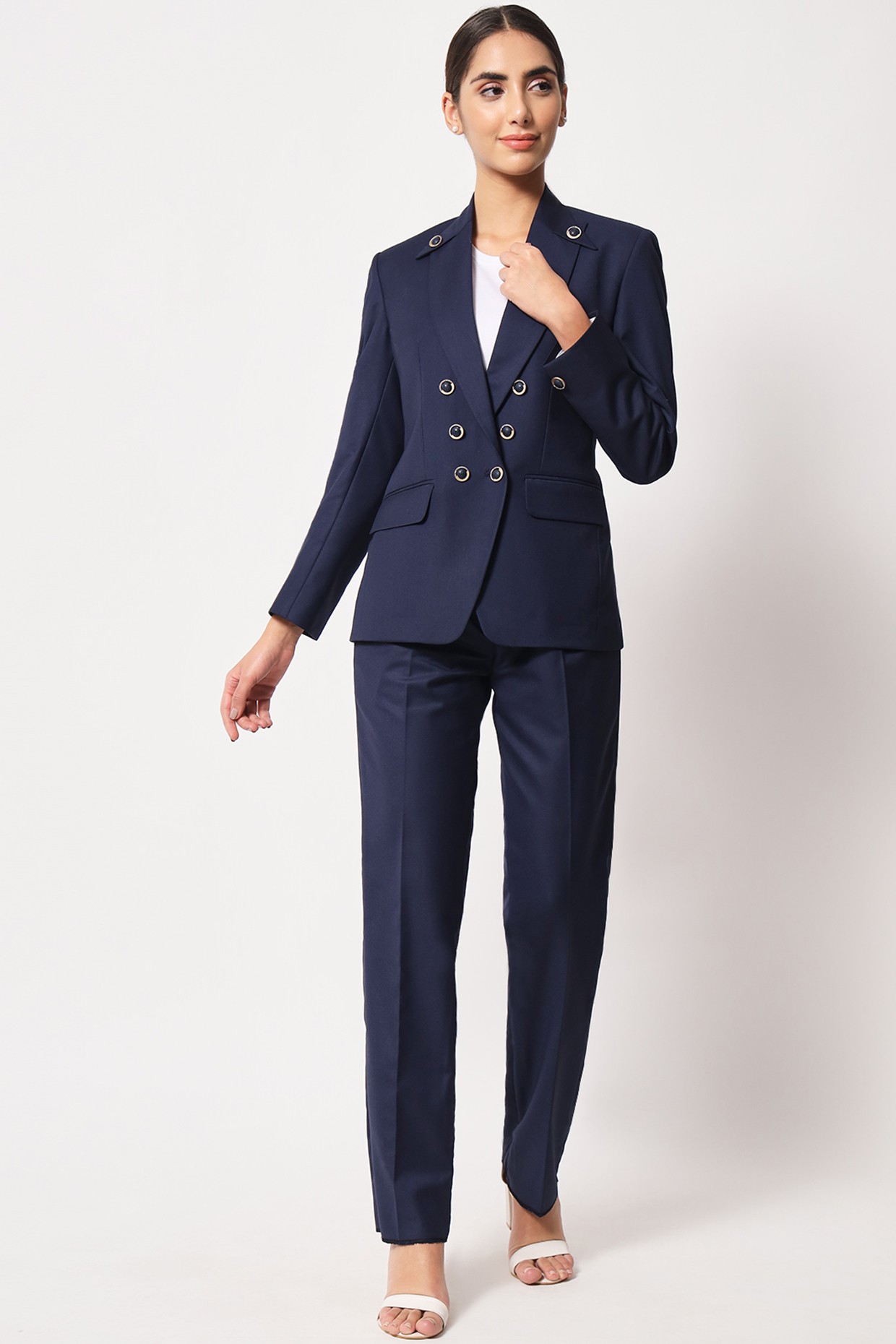 Violet Blue Suiting Fabric Co-Ord Set by Soniya G at Pernia's Pop Up Shop