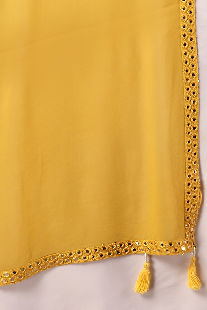 Yellow Blend Silk Georgette Bandhani Printed & Resham Embellished Gharara Set by Soniya G at Pernia's Pop Up Shop