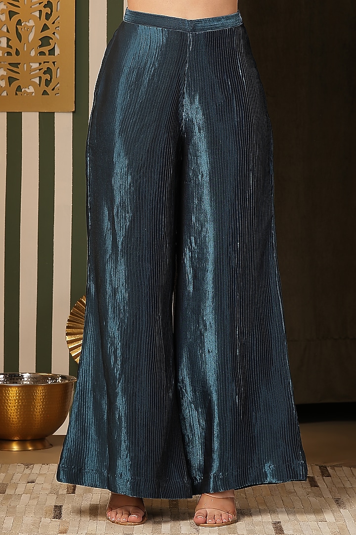 Teal Green Silk Palazzo Pant Set by Soniya G at Pernia's Pop Up Shop
