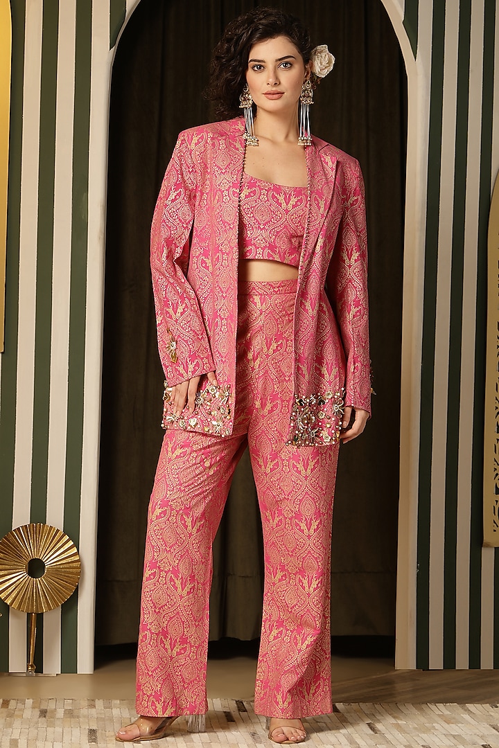 Pink Georgette Bead Embellished Co-Ord Set by Soniya G at Pernia's Pop Up Shop