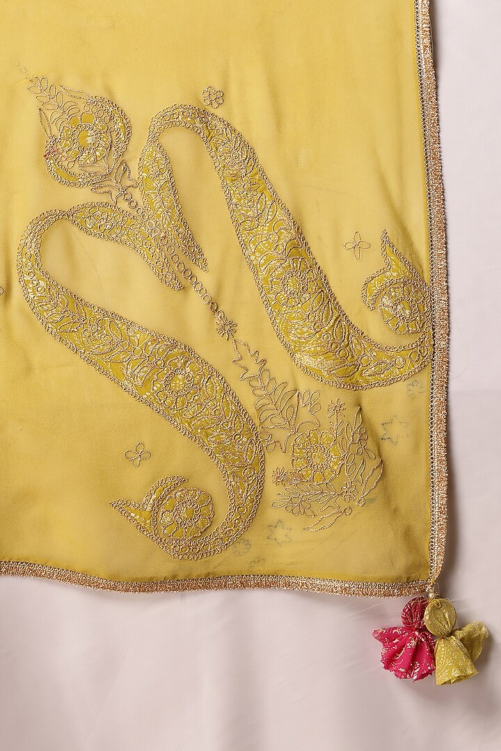 Yellow Pure Chanderi Resham Work Kurta Set by Soniya G at Pernia's Pop Up Shop