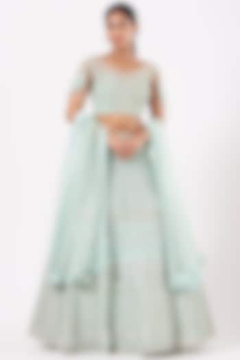 Sky Blue Embroidered Wedding Lehenga Set by Soniya G at Pernia's Pop Up Shop