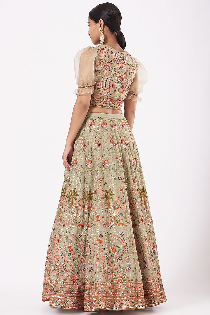 Mint Green Embroidered Wedding Lehenga Set by Soniya G at Pernia's Pop Up Shop
