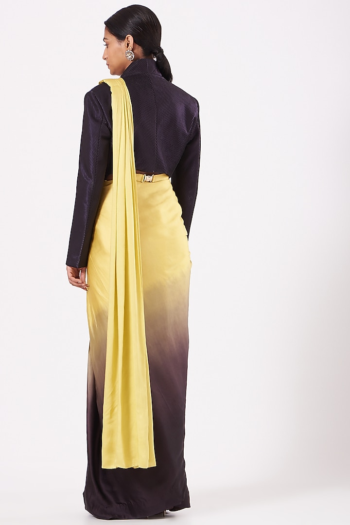 Multi-Colored Crepe Pleated Wedding Saree Set by Soniya G at Pernia's Pop Up Shop