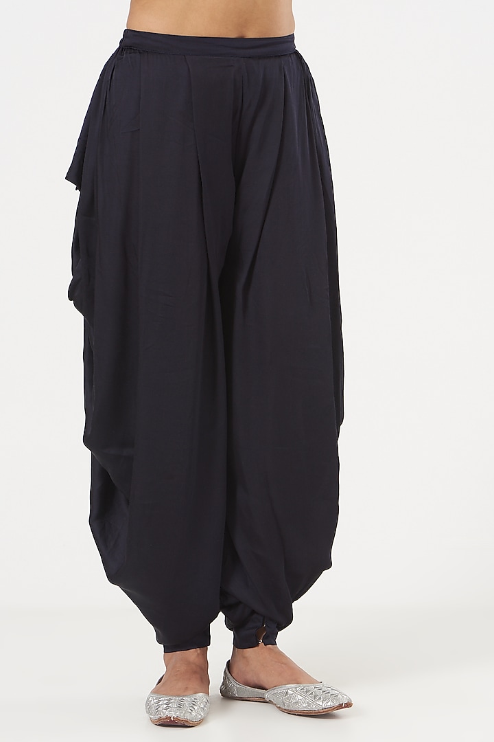 Dark Navy Blue Georgette Lucknowi Kurta Set by Soniya G at Pernia's Pop Up Shop