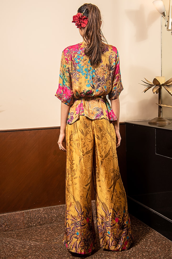 Mustard Satin Printed Co-Ord Set by Soniya G at Pernia's Pop Up Shop