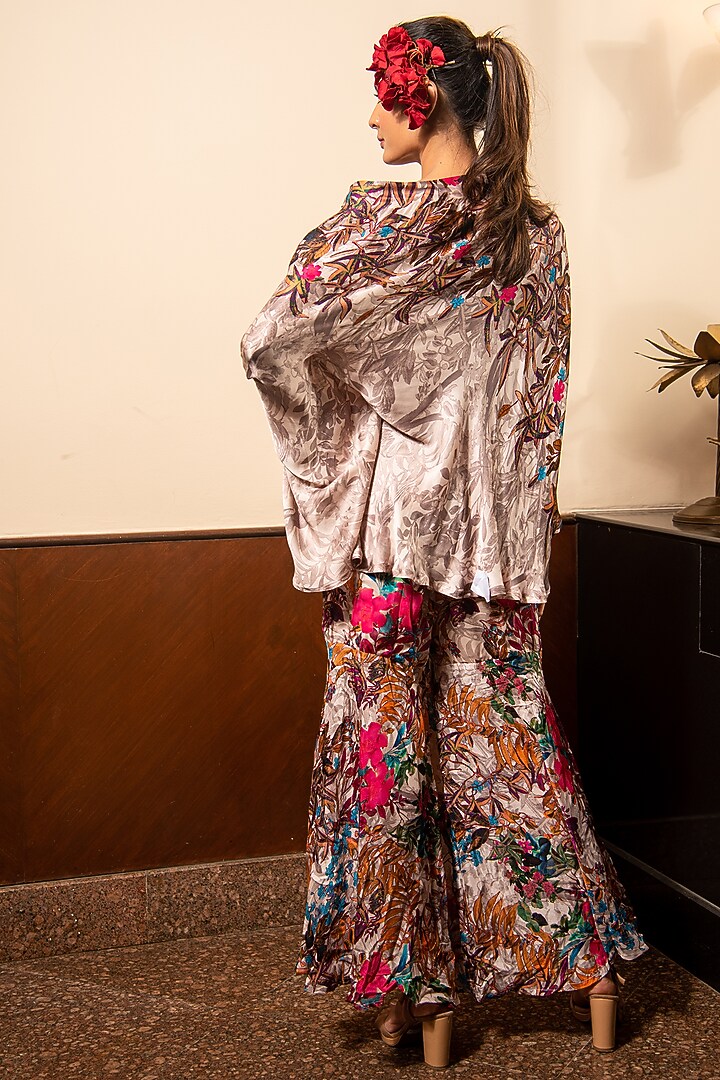 Multi-Colored Satin Printed Co-Ord Set by Soniya G at Pernia's Pop Up Shop