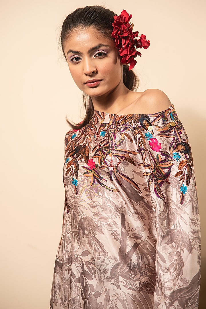 Multi-Colored Satin Printed Co-Ord Set by Soniya G at Pernia's Pop Up Shop