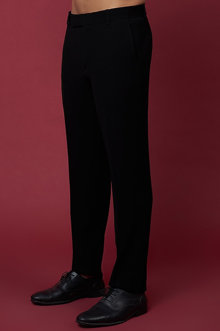 Black Italian Crepe & Foil Pleated Tuxedo Set by Soniya G Men at Pernia's Pop Up Shop
