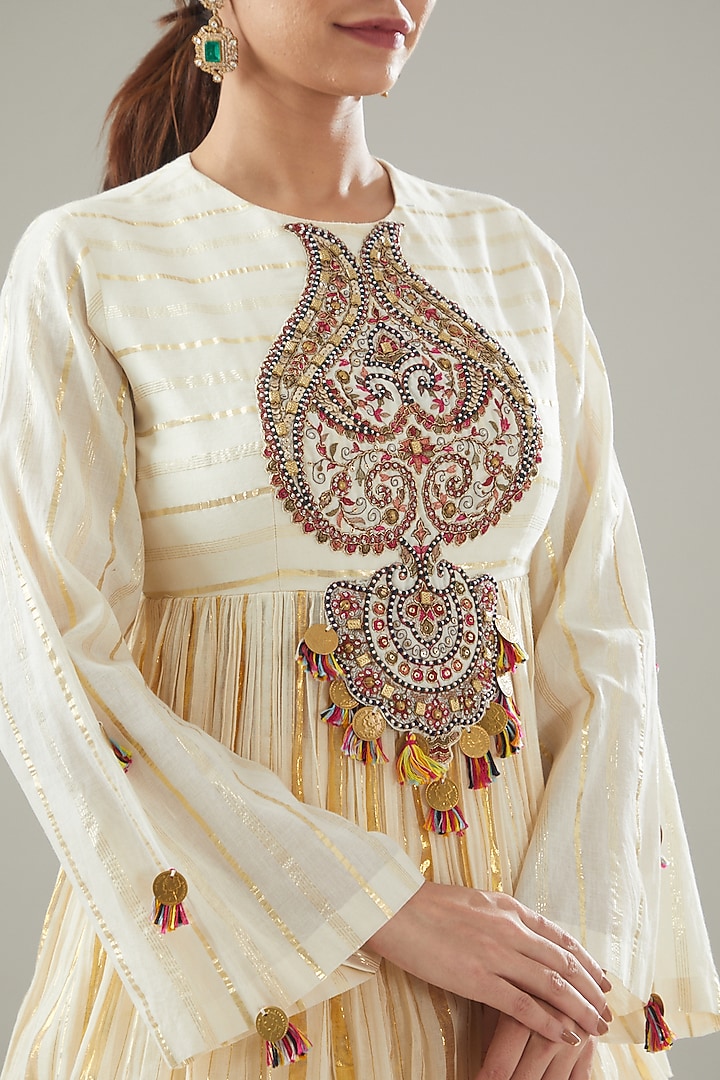 Ivory Handmade Cotton Wedding Sharara Set by Soniya G at Pernia's Pop Up Shop