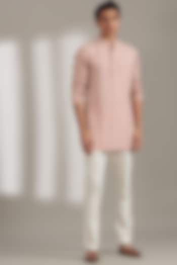 Blush Pink Handmade Cotton Kurta Set by Soniya G Men at Pernia's Pop Up Shop