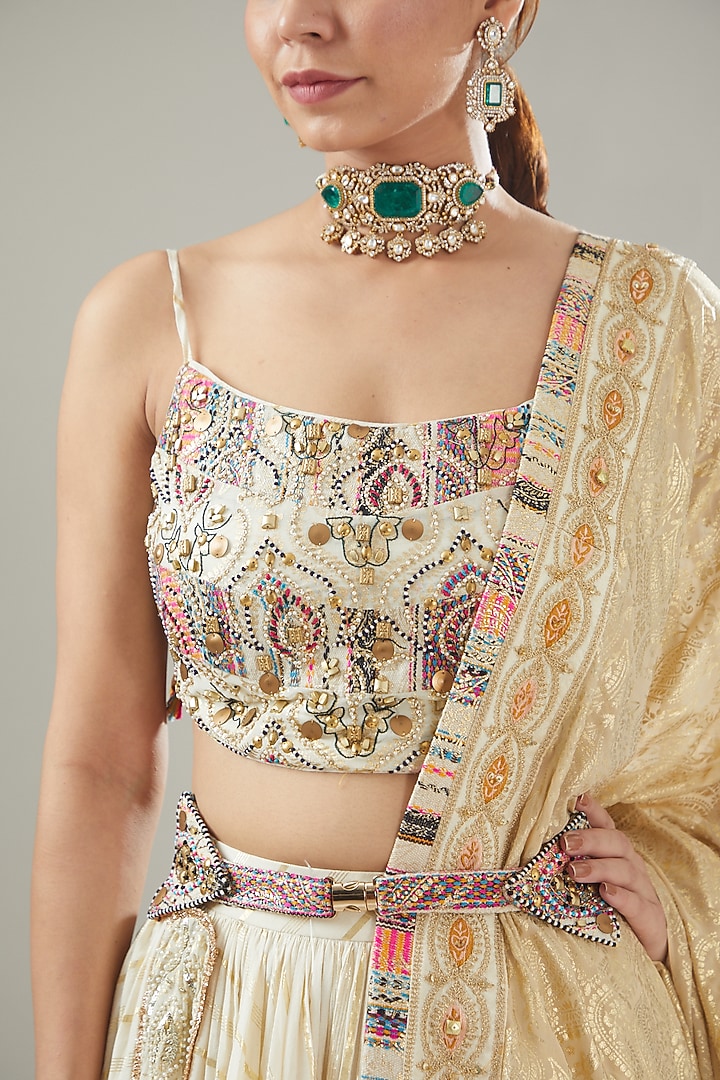 Ivory Handmade Cotton Wedding Lehenga Set by Soniya G at Pernia's Pop Up Shop