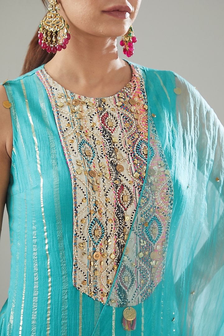 Fuchsia Pink Handmade Cotton Printed Wedding Sharara Set by Soniya G at Pernia's Pop Up Shop