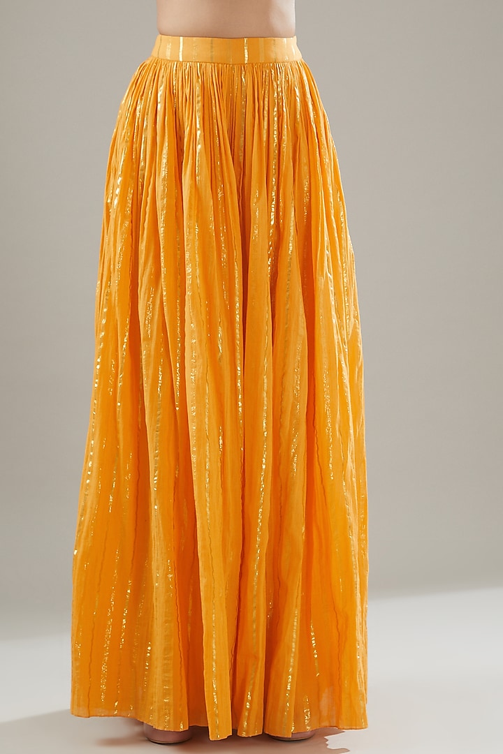 Yellow Handmade Cotton Striped Wedding Lehenga Set by Soniya G at Pernia's Pop Up Shop