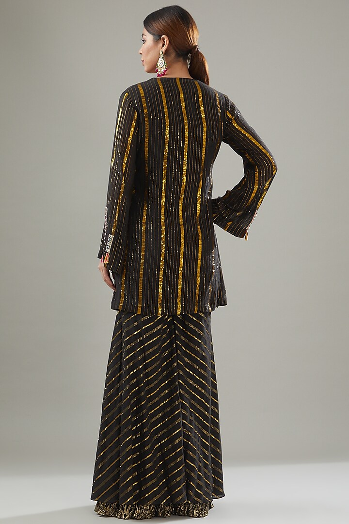 Black Handmade Cotton Jacket Set by Soniya G at Pernia's Pop Up Shop