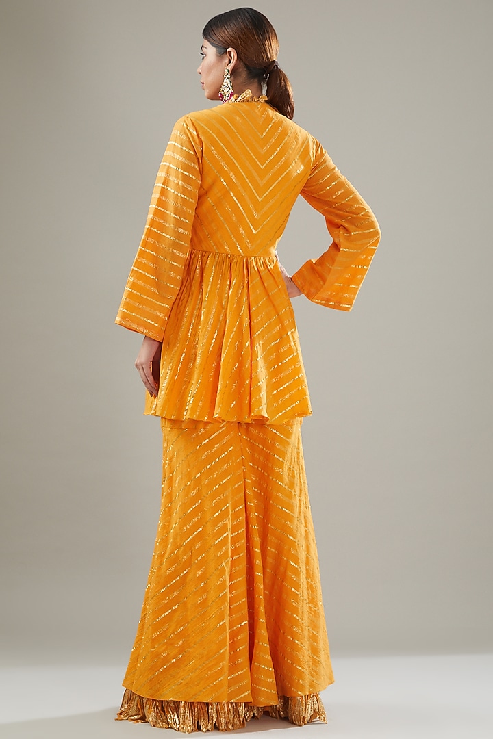 Mustard Handmade Cotton Wedding Sharara Set by Soniya G at Pernia's Pop Up Shop