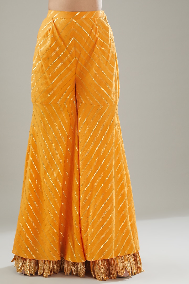 Mustard Handmade Cotton Wedding Sharara Set by Soniya G at Pernia's Pop Up Shop