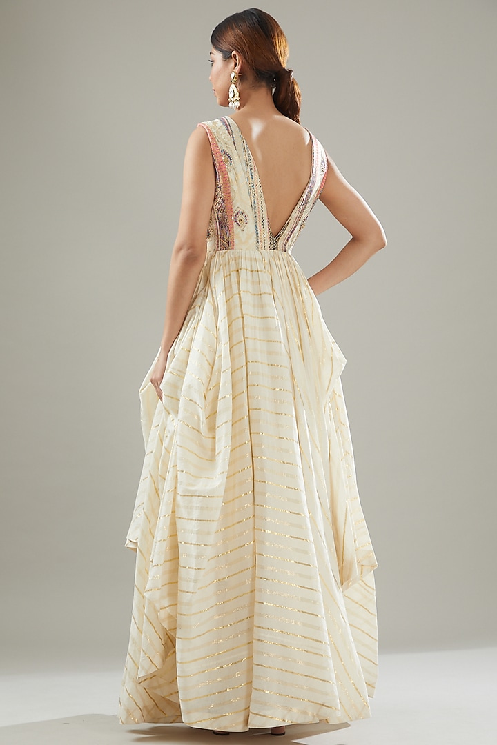 Ivory Handmade Cotton Wedding Anarkali Set by Soniya G at Pernia's Pop Up Shop