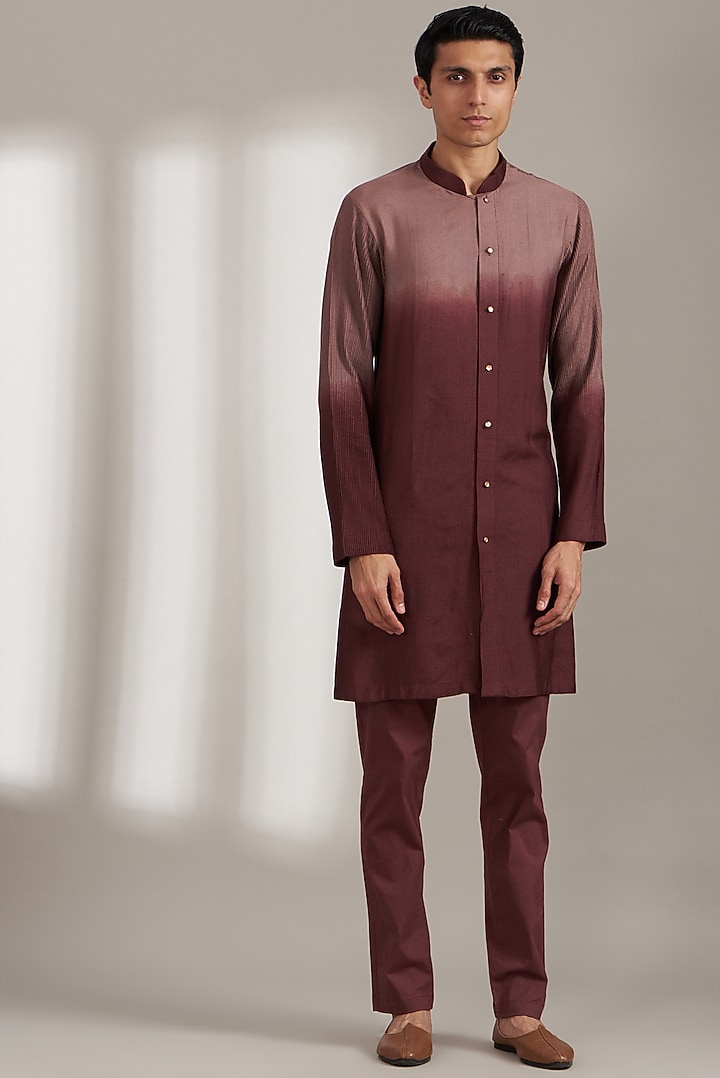 Onion Pink Handloom Silk Bundi Jacket Set by Soniya G Men at Pernia's Pop Up Shop