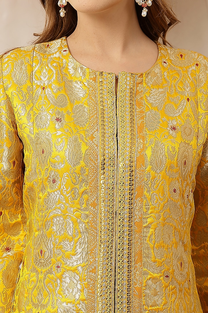 Mustard Yellow Banarasi Brocade Embroidered Kurta Set by Soniya G at Pernia's Pop Up Shop