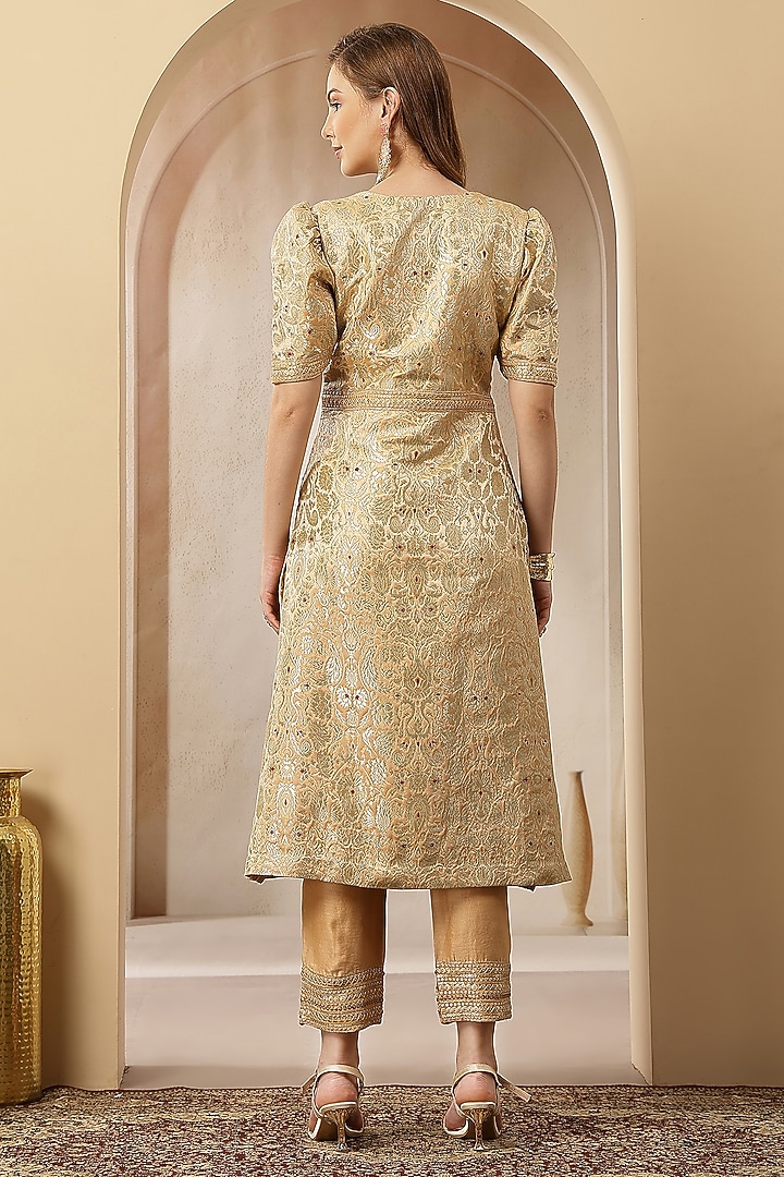 Gold Silk Brocade Embroidered Kurta Set by Soniya G at Pernia's Pop Up Shop