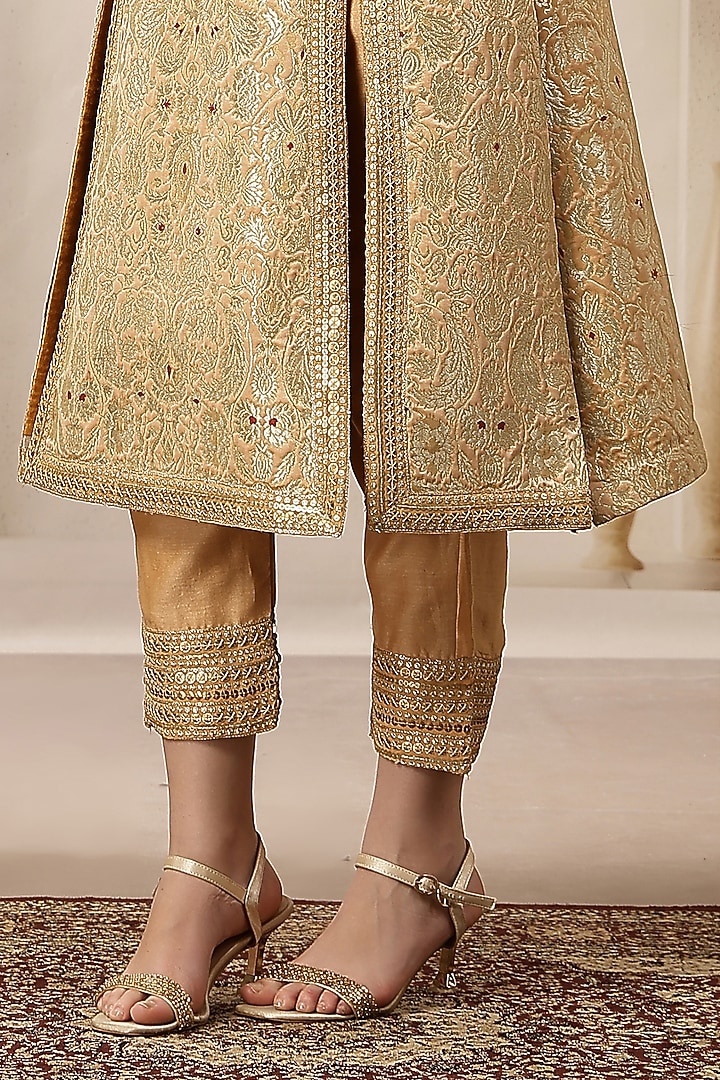 Gold Silk Brocade Embroidered Kurta Set by Soniya G at Pernia's Pop Up Shop