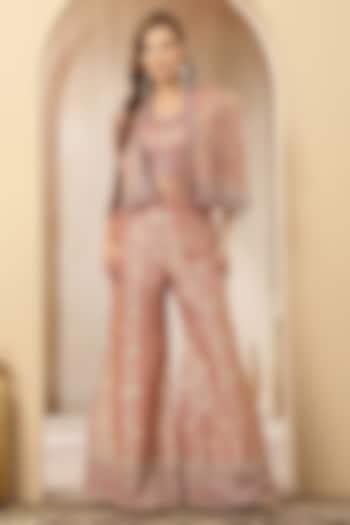 Rose Gold Jacquard Silk Embroidered Co-Ord Set by Soniya G at Pernia's Pop Up Shop