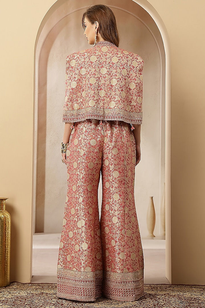 Rose Gold Jacquard Silk Embroidered Co-Ord Set by Soniya G at Pernia's Pop Up Shop