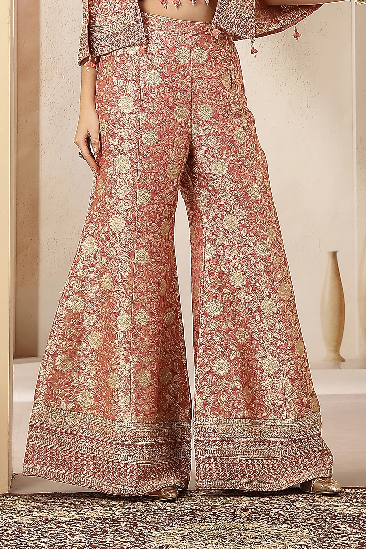 Rose Gold Jacquard Silk Embroidered Co-Ord Set by Soniya G at Pernia's Pop Up Shop