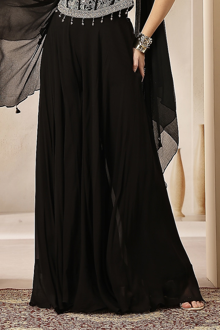 Black Georgette Palazzo Pants Set by Soniya G at Pernia's Pop Up Shop