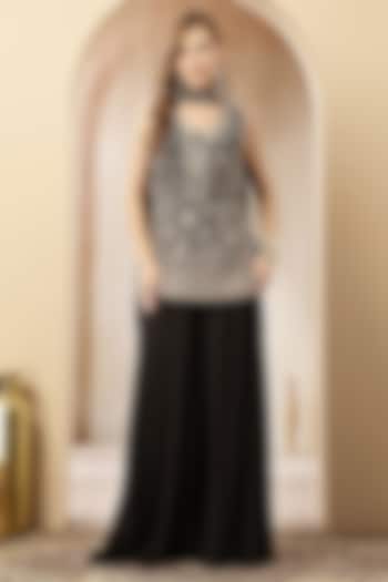 Black Georgette Embroidered Kurta Set by Soniya G at Pernia's Pop Up Shop