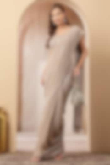 Beige Tissue Wedding Saree Set by Soniya G at Pernia's Pop Up Shop