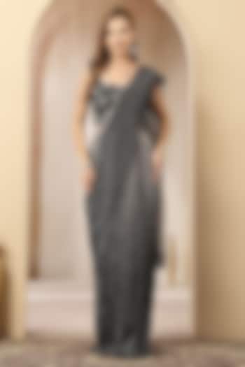 Charcoal Net Wedding Saree Set by Soniya G at Pernia's Pop Up Shop