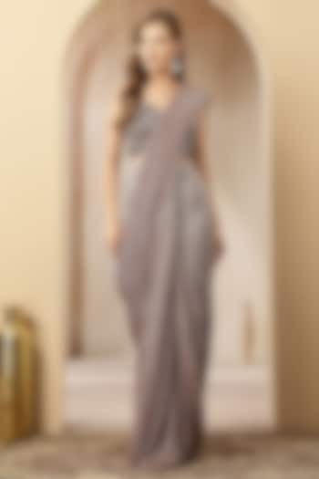 Mauve Net Wedding Saree Set by Soniya G at Pernia's Pop Up Shop