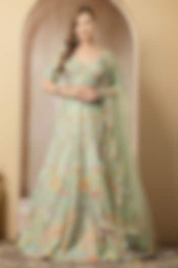 Multi-Colored Blended Silk Sequin Embroidered Wedding Lehenga Set by Soniya G at Pernia's Pop Up Shop