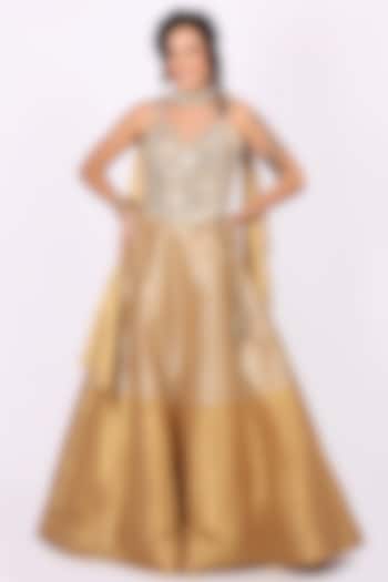 Golden Tissue Lehenga Set by Soniya G at Pernia's Pop Up Shop