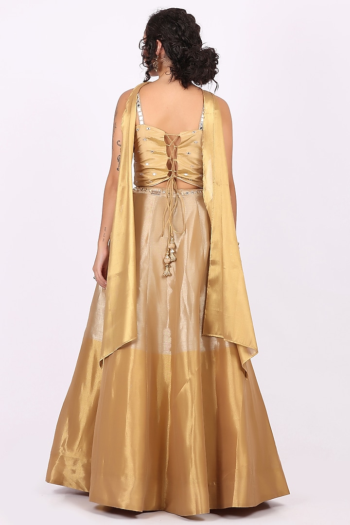 Golden Tissue Lehenga Set by Soniya G at Pernia's Pop Up Shop