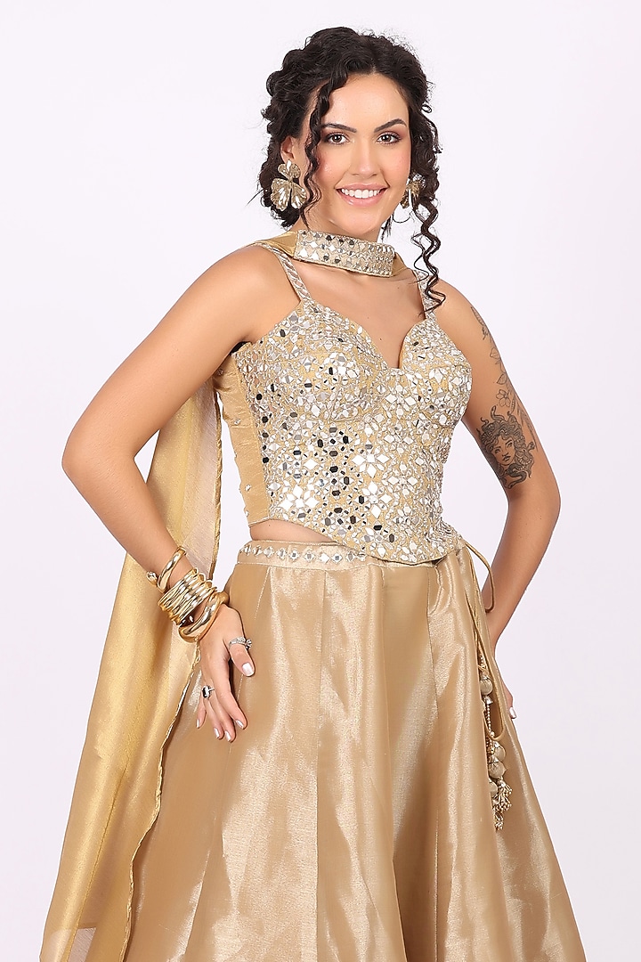 Golden Tissue Lehenga Set by Soniya G at Pernia's Pop Up Shop