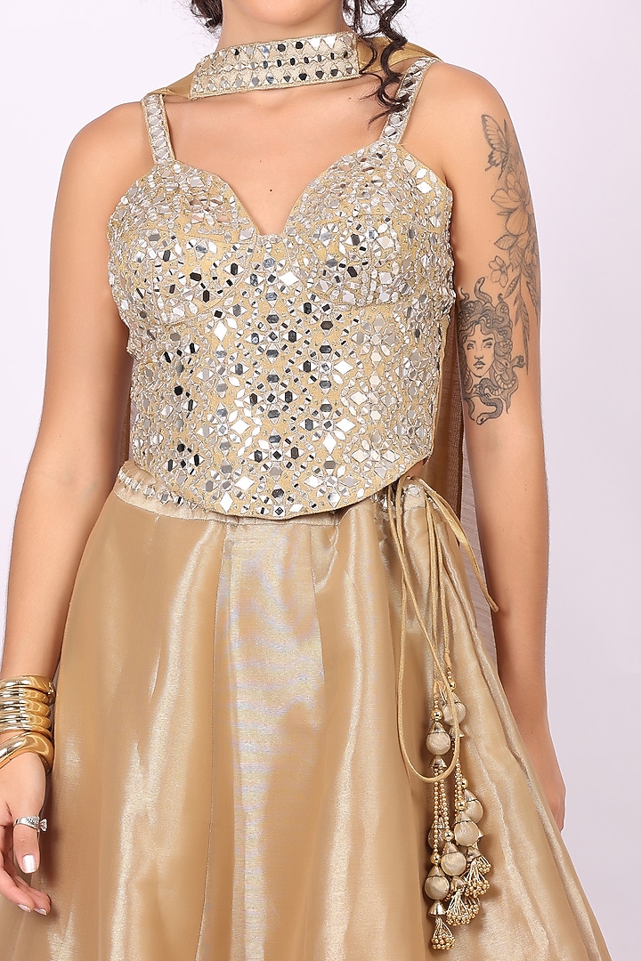 Golden Tissue Lehenga Set by Soniya G at Pernia's Pop Up Shop