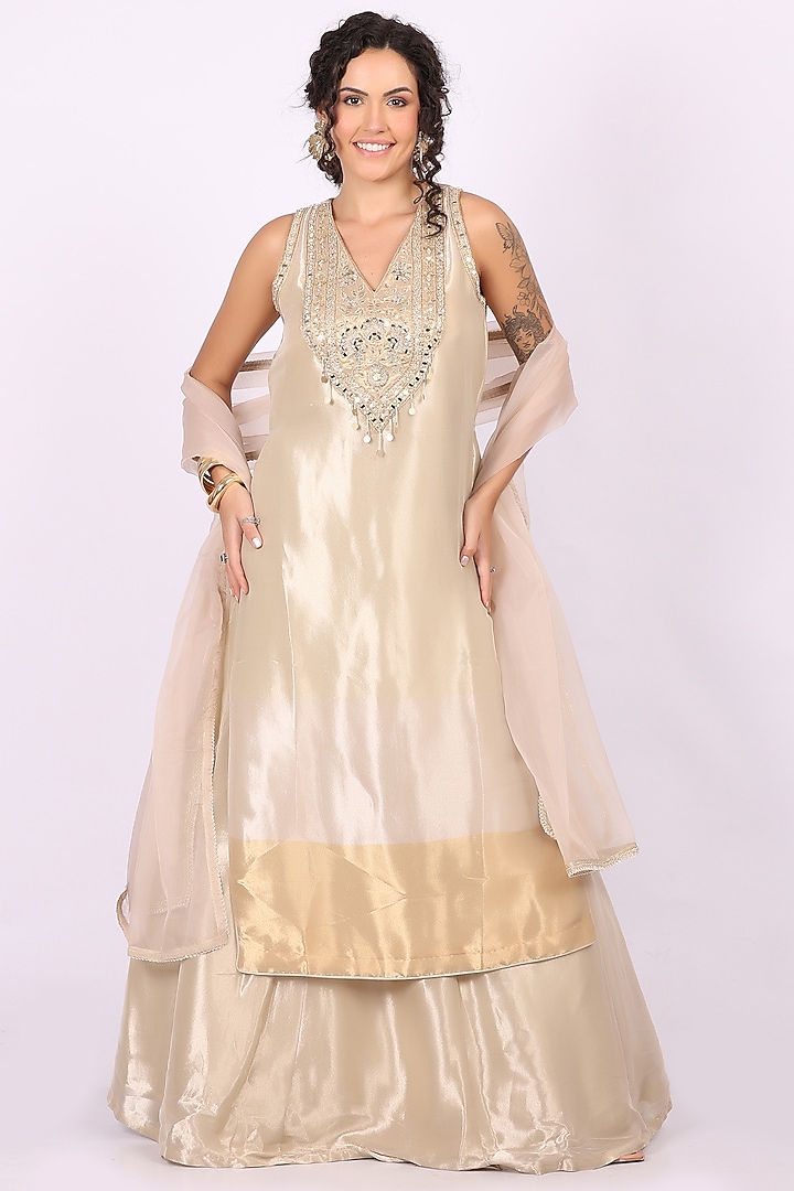 Golden Tissue Lehenga Set by Soniya G at Pernia's Pop Up Shop