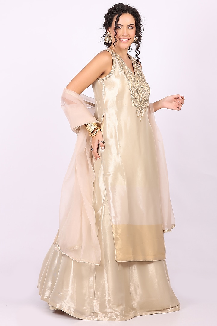 Golden Tissue Lehenga Set by Soniya G at Pernia's Pop Up Shop