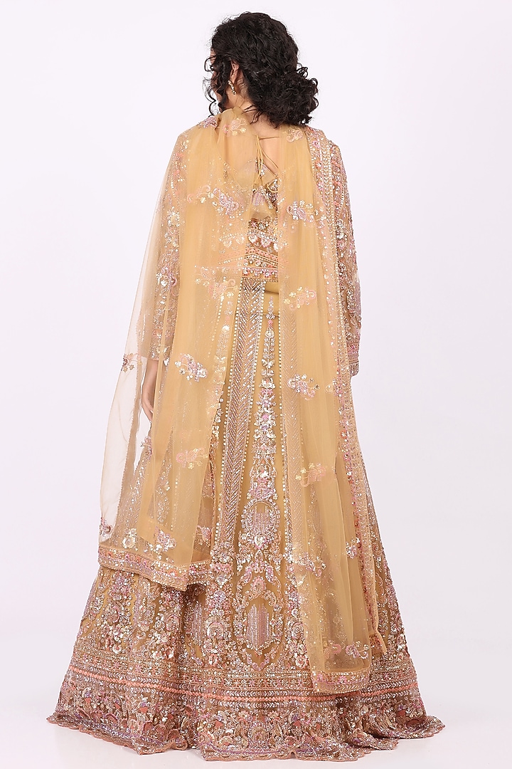 Pink Net Hand Embroidered Wedding Anarkali Set by Soniya G at Pernia's Pop Up Shop