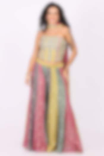 Multi-Colored Foil Georgette Embellished Wedding Lehenga Set by Soniya G at Pernia's Pop Up Shop