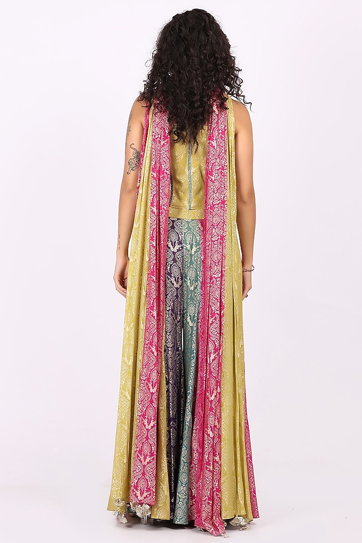 Multi-Colored Foil Georgette Embellished Wedding Lehenga Set by Soniya G at Pernia's Pop Up Shop