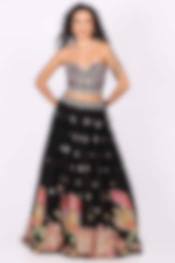 Black Georgette Embroidered Lehenga Set by Soniya G at Pernia's Pop Up Shop